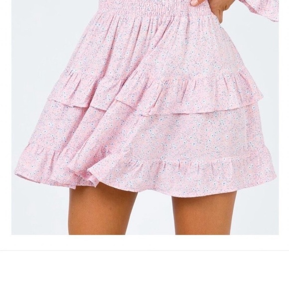 Princess Polly Womens Susanna Floral Mini Skirt Pink Ruffle Tiered Flirty 8 - Picture 2 of 6